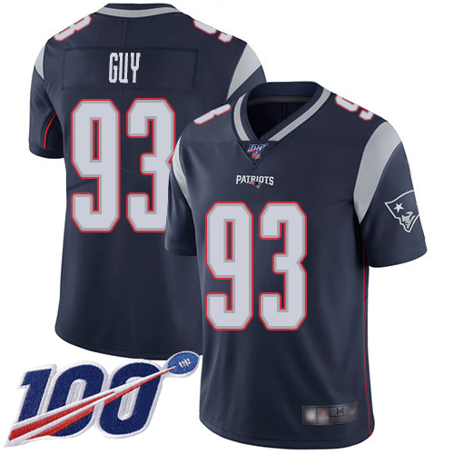 New England Patriots Football #93 100th Season Limited Navy Blue Men Lawrence Guy Home NFL Jersey